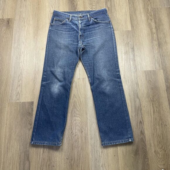 Montgomery Ward Jeans Mens 34x30 Blue Denim Straight Leg Five Pocket Cut 912 - Picture 1 of 16